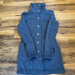Patagonia Womens Better Sweater Fleece Lined Gray Knit Pea Coat  Size Small S